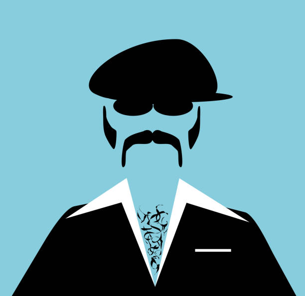 retro man retro man with suit and hairy chest pimp hat stock illustrations