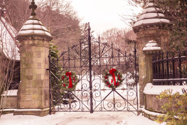 istock Old vintage cemetery gates 1071562400