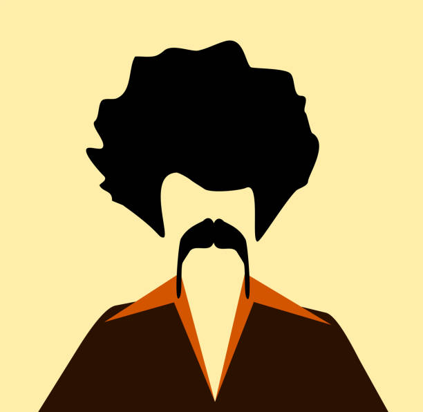 hipster hipster with bushy hair and mustache pimp stock illustrations