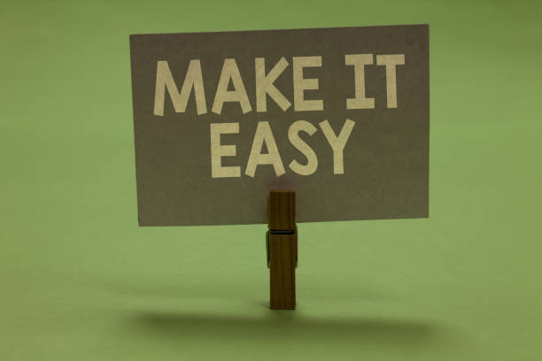 istock Word writing text Make It Easy. Business concept for Smart approach Effortless Free from worries or difficulties Clothespin holding gray paper important communicating message ideas. 1071571928