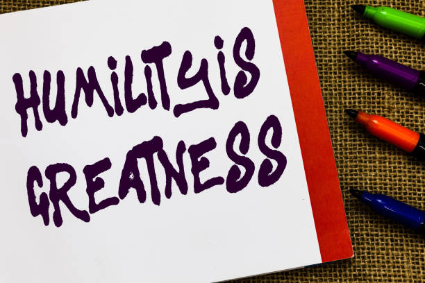istock Handwriting text Humility Is Greatness. Concept meaning being Humble is a Virtue not to Feel overly Superior Open notebook page jute background colorful markers Expressing ideas. 1071572392