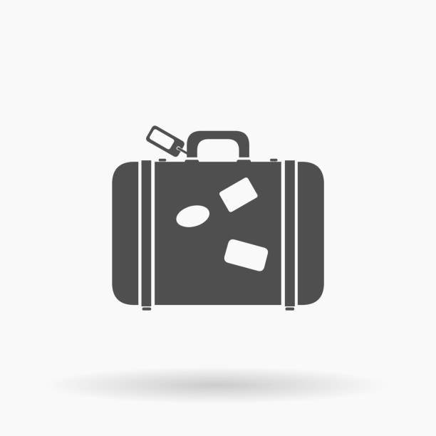 illustrazioni stock, clip art, cartoni animati e icone di tendenza di vector suitcase luggage icona illustrazione silhouette. - valigia