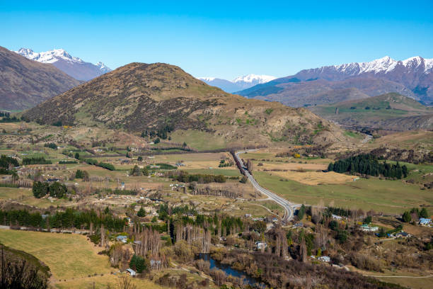 istock Ski fields in the snow capped mountains and valley 1071585600