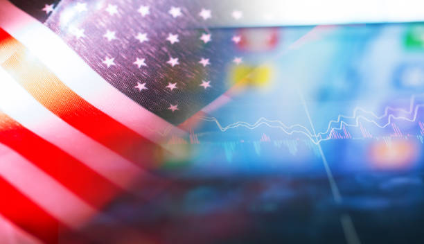 istock Stock trend in mornitor with US Flag 1071586846