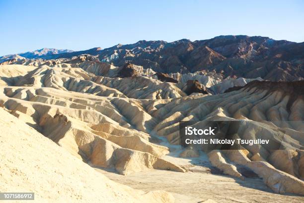 Vibrant Panoramic Summer View Of Zabriskie Point Badlands In Death Valley National Park Death Valley Inyo County California Usa Stock Photo - Download Image Now