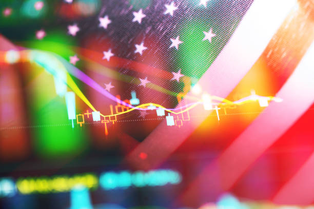 istock Stock trend in mornitor with US Flag 1071587070