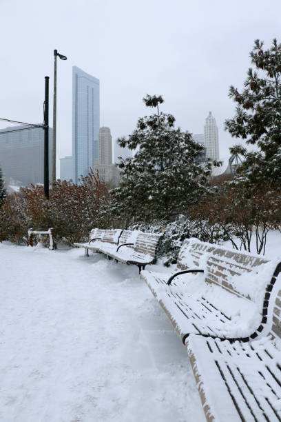 istock Christmas in Chicago. Modern architecture and cityscape background. 1071612644
