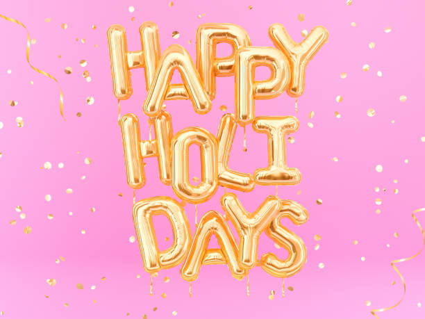 istock Happy Holidays gold text on pink girly background, 1071623166