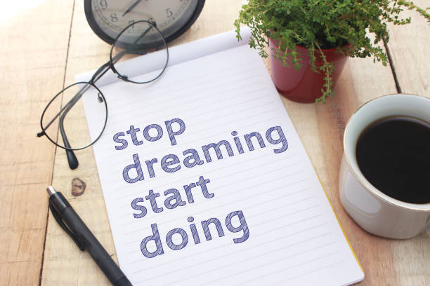 istock Stop Dreaming Start Doing, Motivational Words Quotes Concept 1071623240