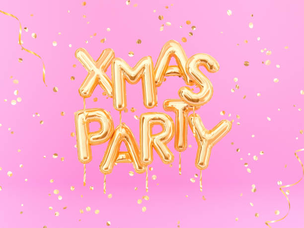 istock Xmas Party gold text on pink girly background, 1071624060