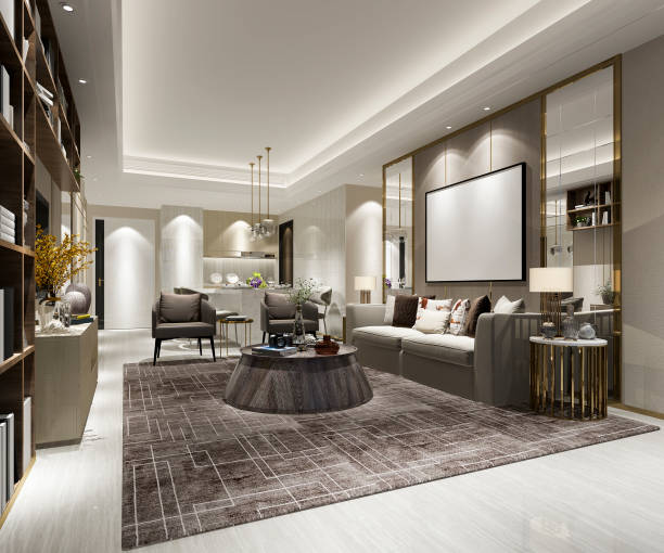istock 3d rendering modern dining room and living room with luxury decor 1071638646
