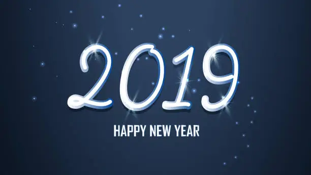 Vector illustration of Happy new year wishes 2019 banner