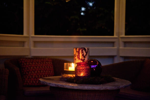 istock Christmas garden decoration with candles 1071654106