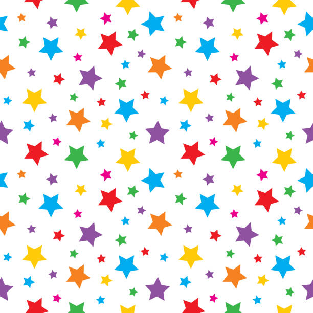 illustrazioni stock, clip art, cartoni animati e icone di tendenza di colorato modello di piccole stelle senza soluzione di continuità - star pattern