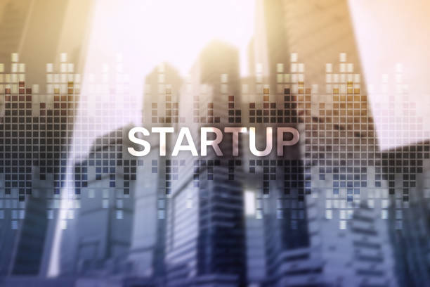 istock Startup concept with double exposure diagrams blurred background. 1071658956
