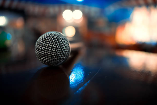 istock Microphone. Microphone close-up. A pub. Bar. A restaurant. Classical music. Music 1071661402