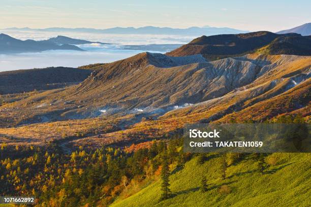 Superb View Of Mt Kusatsushirane From Sibutouge Pass In Autumn Stock Photo - Download Image Now