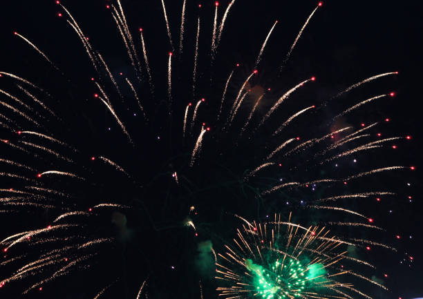 istock Colorful firework in the black night sky 1071670224
