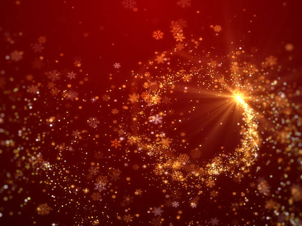 Christmas background with sparkling snowflakes red theme