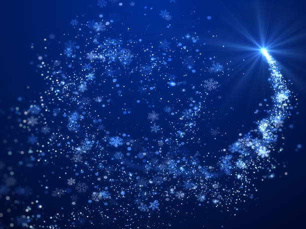Christmas background, snowflakes and star blue theme