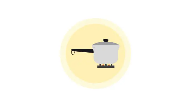 Vector illustration of Pressure Cooker icon on stove