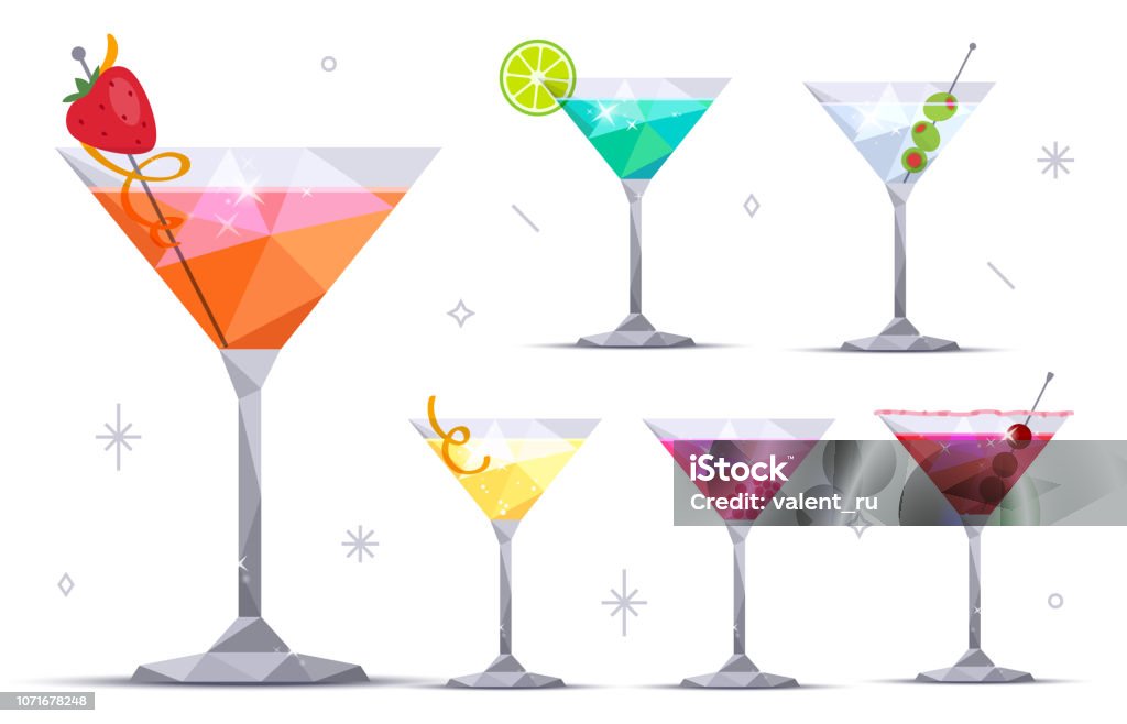Ensemble de verres à cocktail Martini - clipart vectoriel de Martini dry libre de droits