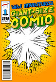 istock Comic book cover with abstract background. 1071689790