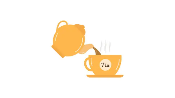 Vector illustration of Tea pouring cup kettle icon