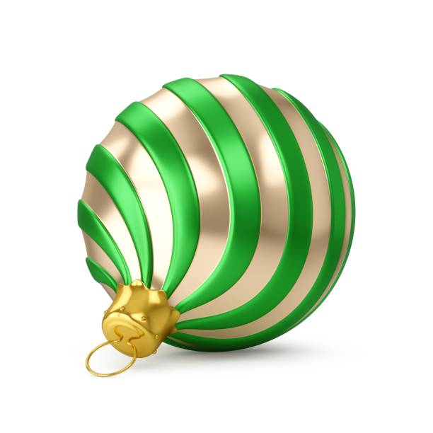 istock 3D rendering Golden Green Christmas Ball on a white background 1071691980
