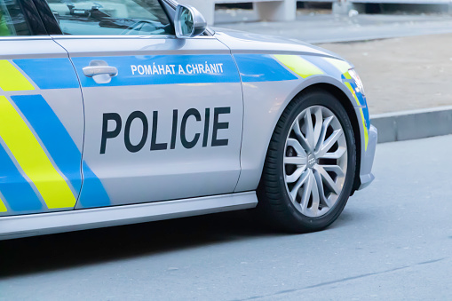 September 19, 2023: Police car parked in city center of Copenhagen