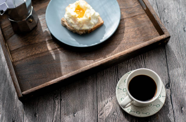 coffee break: black coffee and homemade toast