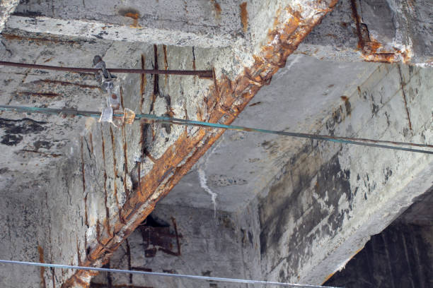 istock Damaged bridge support close - up transportatin concrete 1071710156