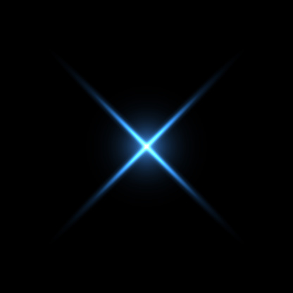 Blue x shape light on black background