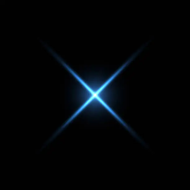 Vector illustration of Blue x shape light on black background