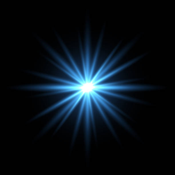 Blue light star on black background Blue light star on black background camera flash illustrations stock illustrations