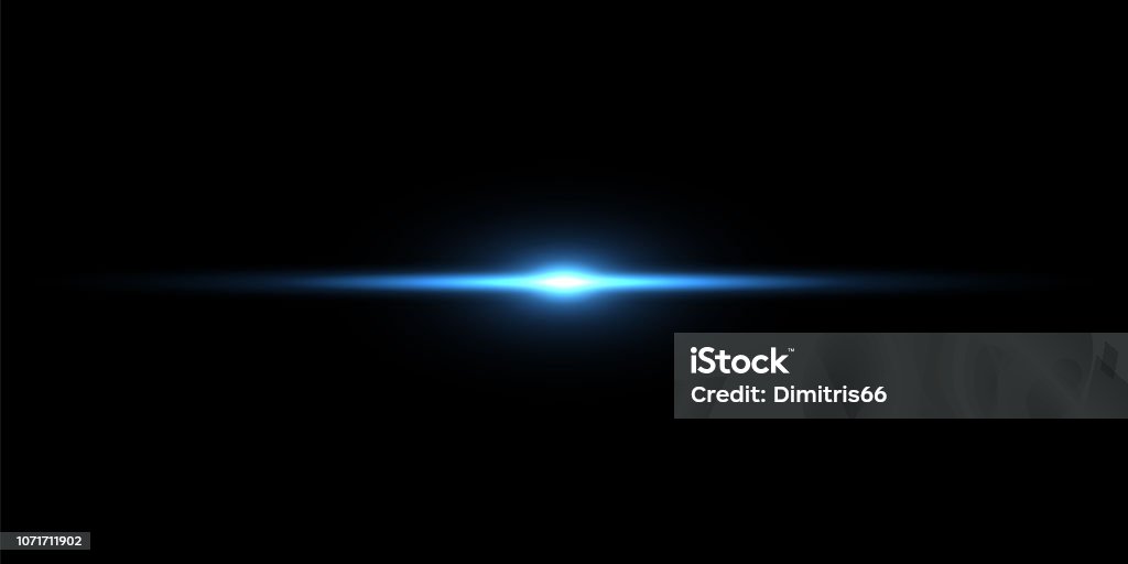 Blue light beam on black background Lens Flare stock vector