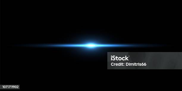 Blue Light Beam On Black Background Stock Illustration - Download Image Now - Lens Flare, Light - Natural Phenomenon, Lighting Equipment