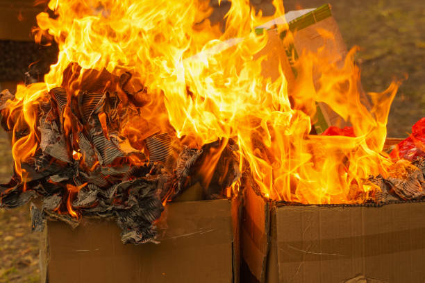 istock fire of burning carton paper 1071723964