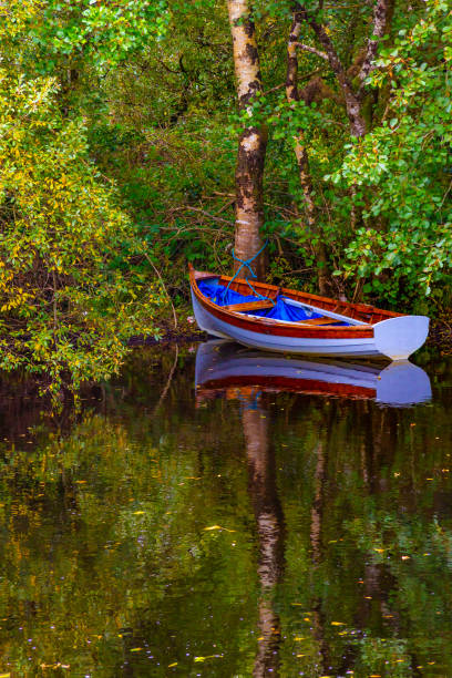 istock Boat and Trees with reflection in Owenriff river 1071730078