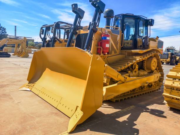 istock Brand new yellow bulldozer 1071731882