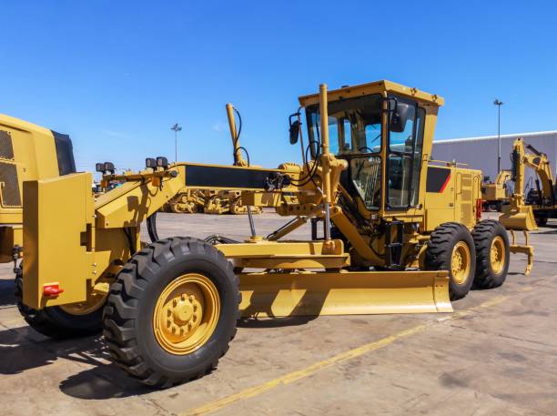 istock Brand new yellow road grader 1071731884