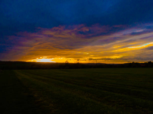 istock Sunset in rural rolling hills countryside 1071737844