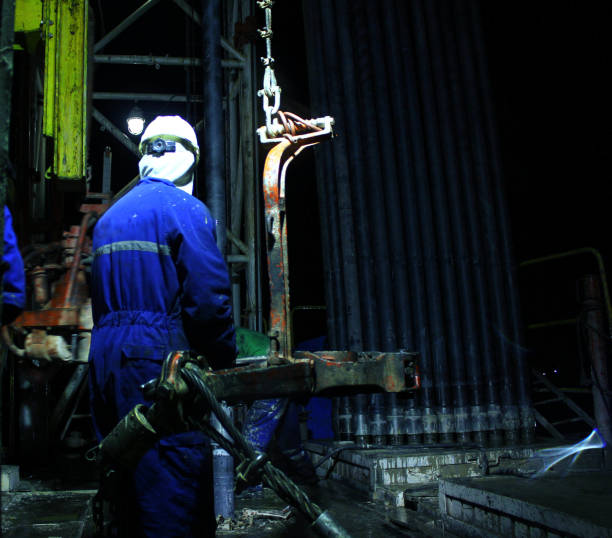 istock Drilling on the geothermal well platform and Equipments on a cloudy day 1071740366