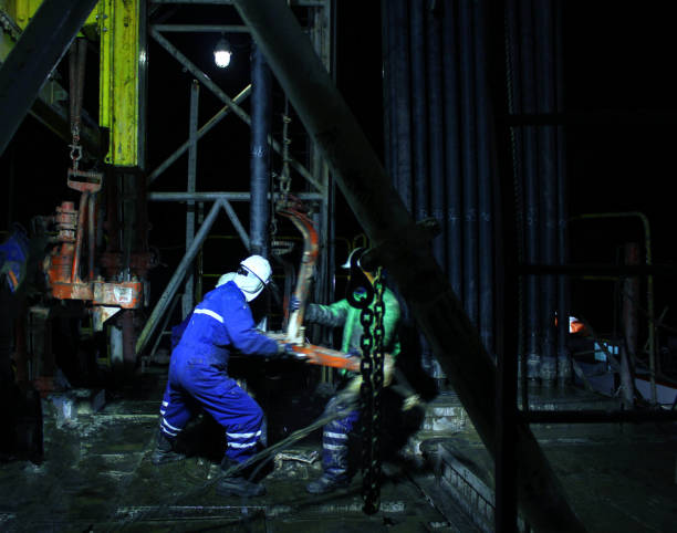 istock Drilling on the geothermal well platform and Equipments on a cloudy day 1071741448