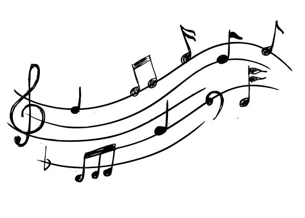 müzik not öğe doodle tarzı - müzik notası illüstrasyonlar stock illustrations