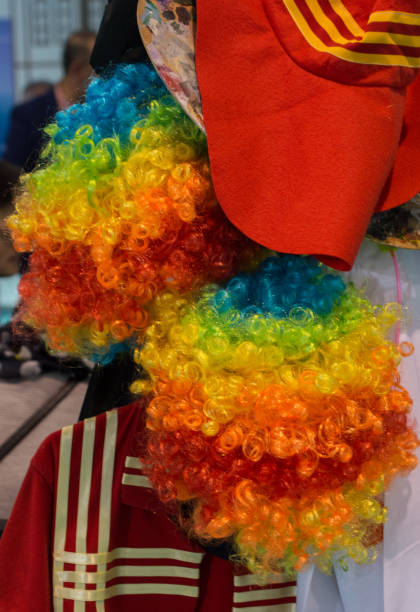istock Rainbow colored clown wig in the view 1071742120