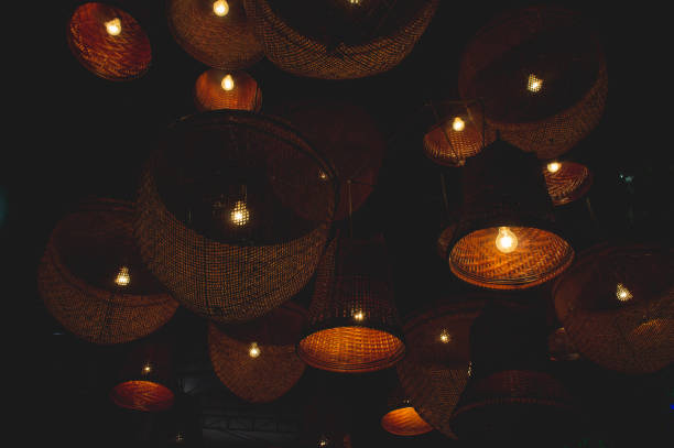 istock Decorative lamps of basketry decor style in night light 1071744306