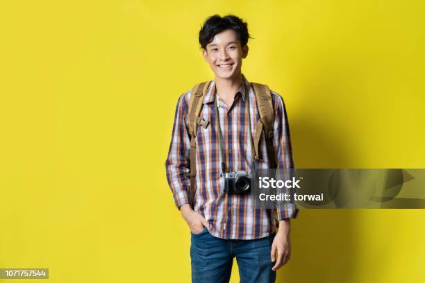 Asian Guy Looks Handsome A Tourist He Was Smiling Stock Photo - Download Image Now