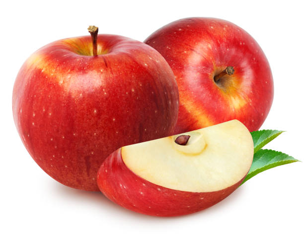 istock Isolated apples. Two red apple fruits with slice (cut) isolated on white with clipping path 1071757768