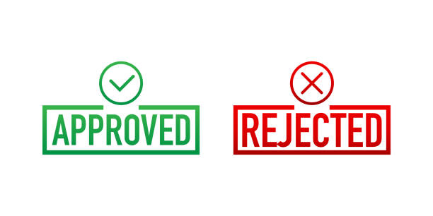 Approved and rejected label sticker icon. Vector illustration. Approved and rejected label sticker icon. Vector stock illustration. rejection icon stock illustrations